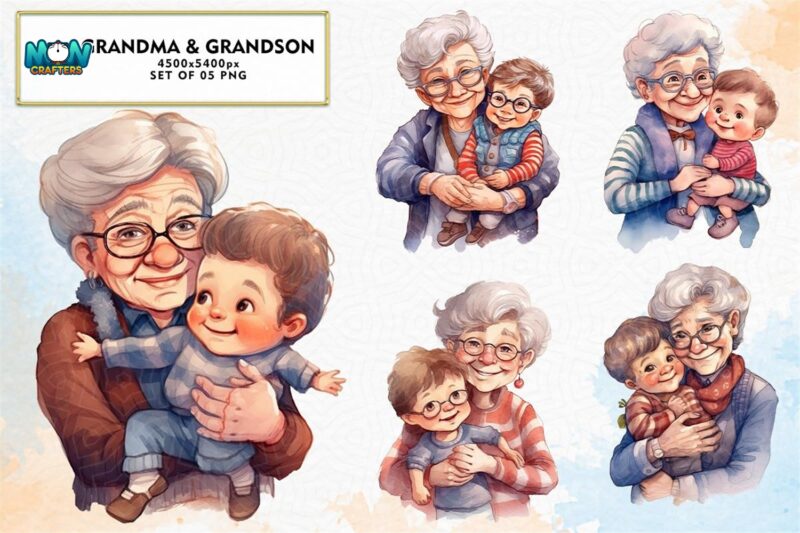 grandma-and-grandson-sublimation-clipart