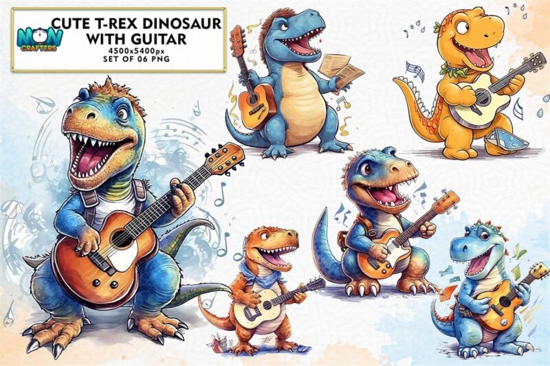 cute-trex-dinosaur-with-guitar-clipart