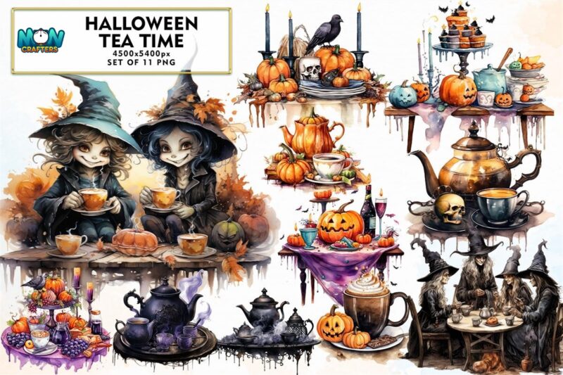 halloween-tea-time-sublimation-clipart