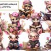 pink-steampunk-animals-watercolor
