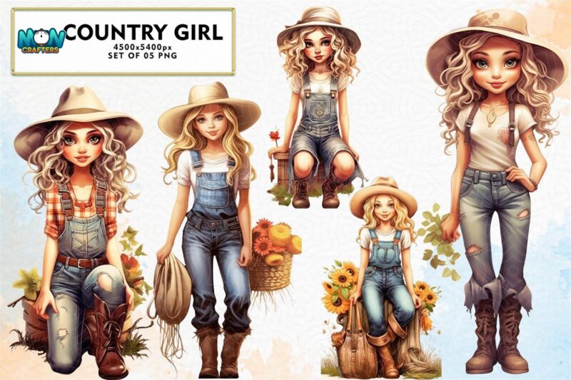 country-girl-sublimation-clipart