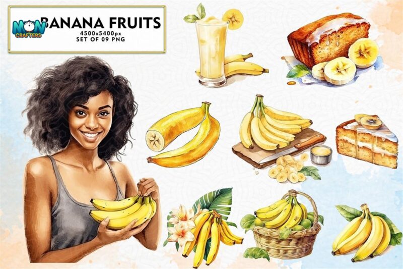 set-of-banana-fruits-sublimation-clipart