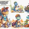 wanderlust-dinosaur-watercolor-clipart