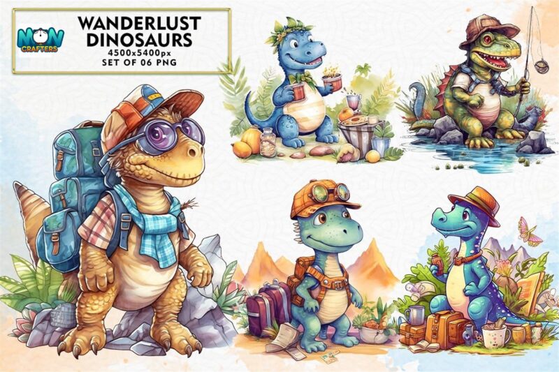 wanderlust-dinosaur-watercolor-clipart