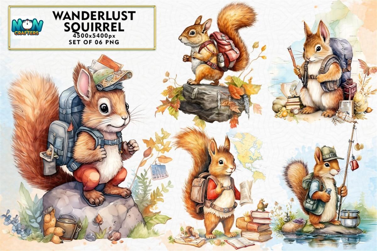 wanderlust-squirrel-sublimation-clipart