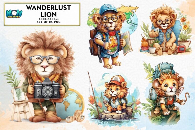 wanderlust-lion-sublimation-clipart