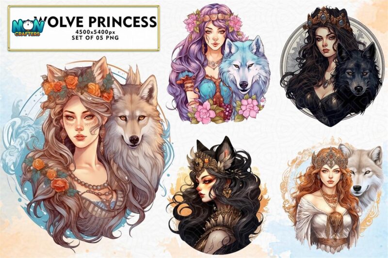 wolve-princess-watercolor-sublimation