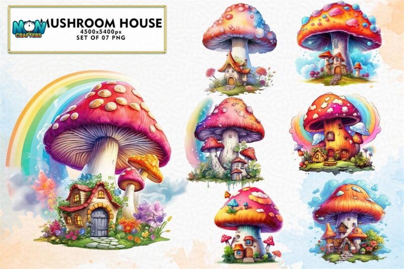mushroom-house-watercolor-sublimation