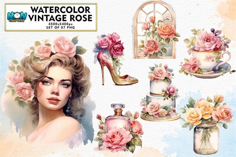 watercolor-vintage-rose-sublimation