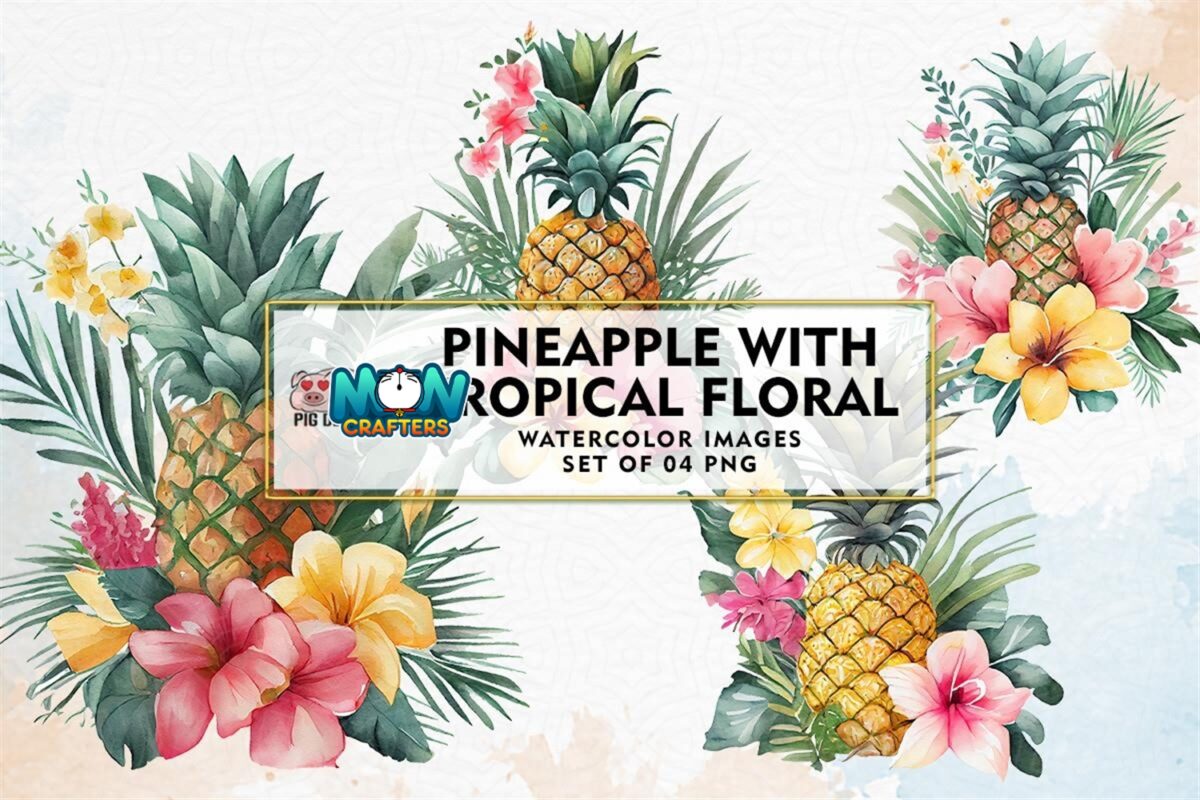 pineapple-with-tropical-floral-clipart