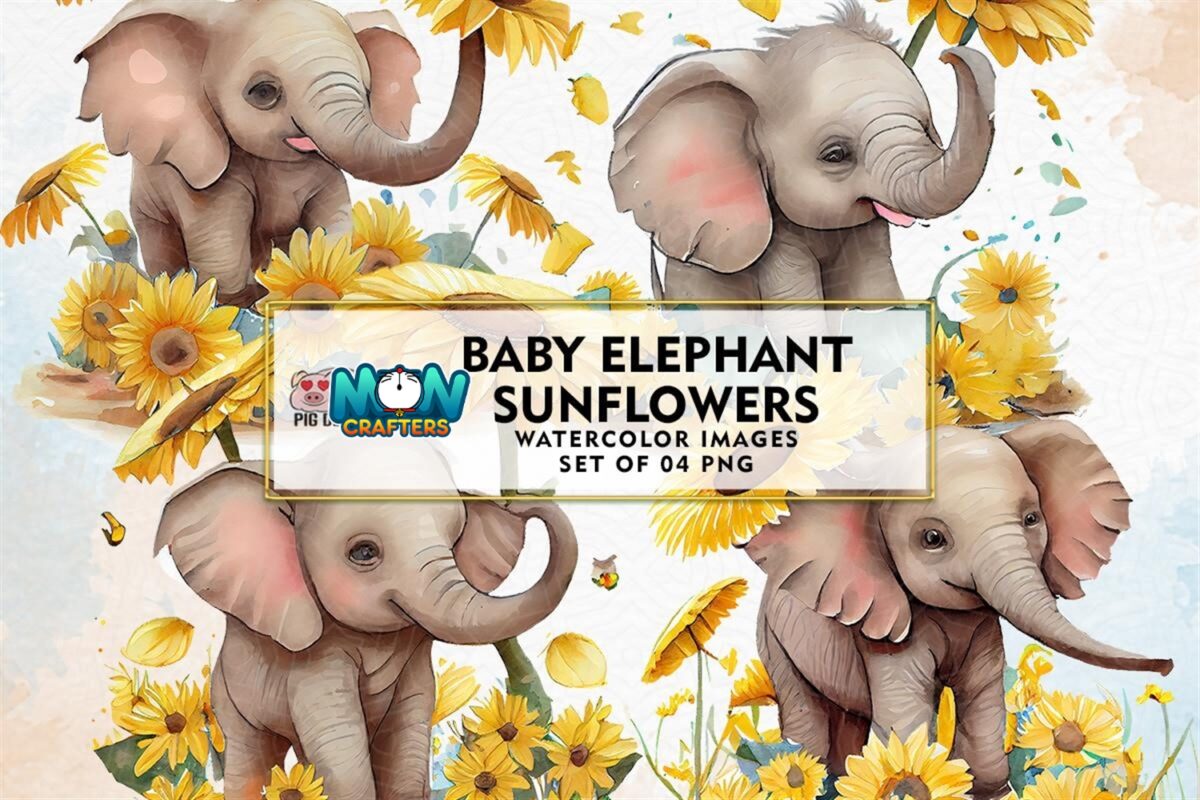 baby-elephant-with-sunflowers-clipart