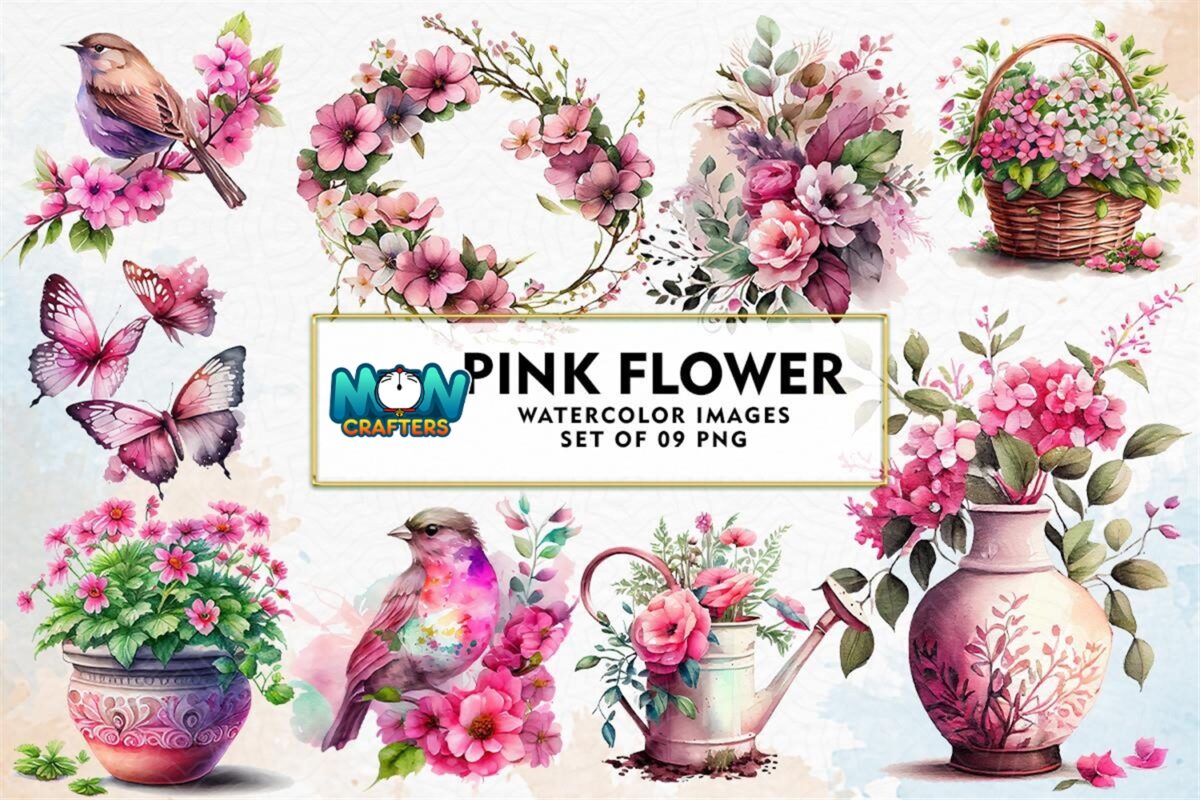 watercolor-pink-flower-bundle-clipart
