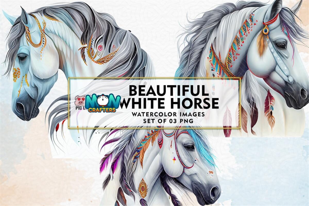 beautiful-white-horse-watercolor-clipart