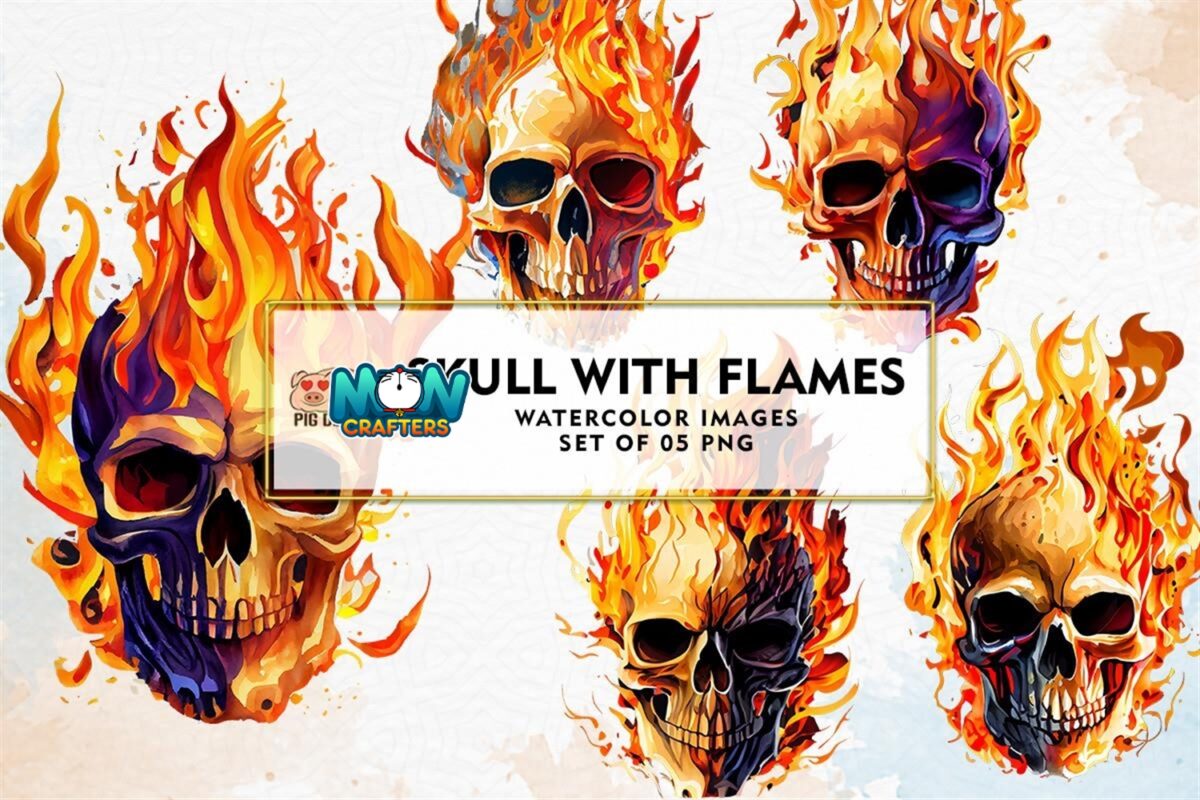 skull-with-flames-watercolor-sublimation