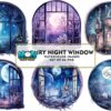 fairy-night-window-sublimation-clipart