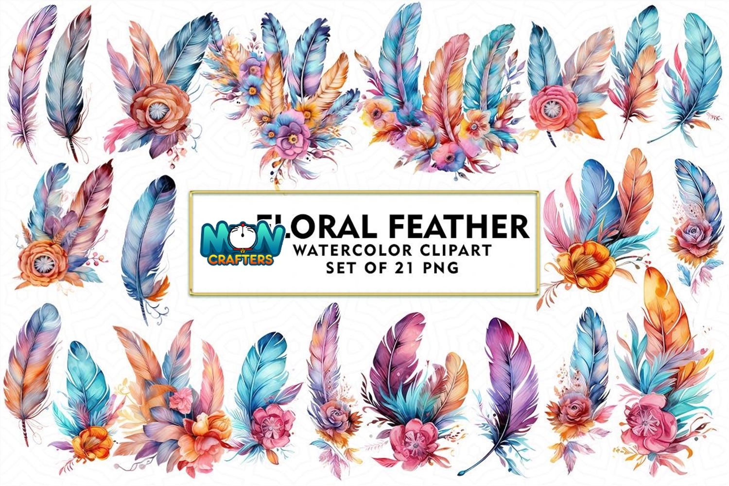 watercolor-floral-feather-clipart