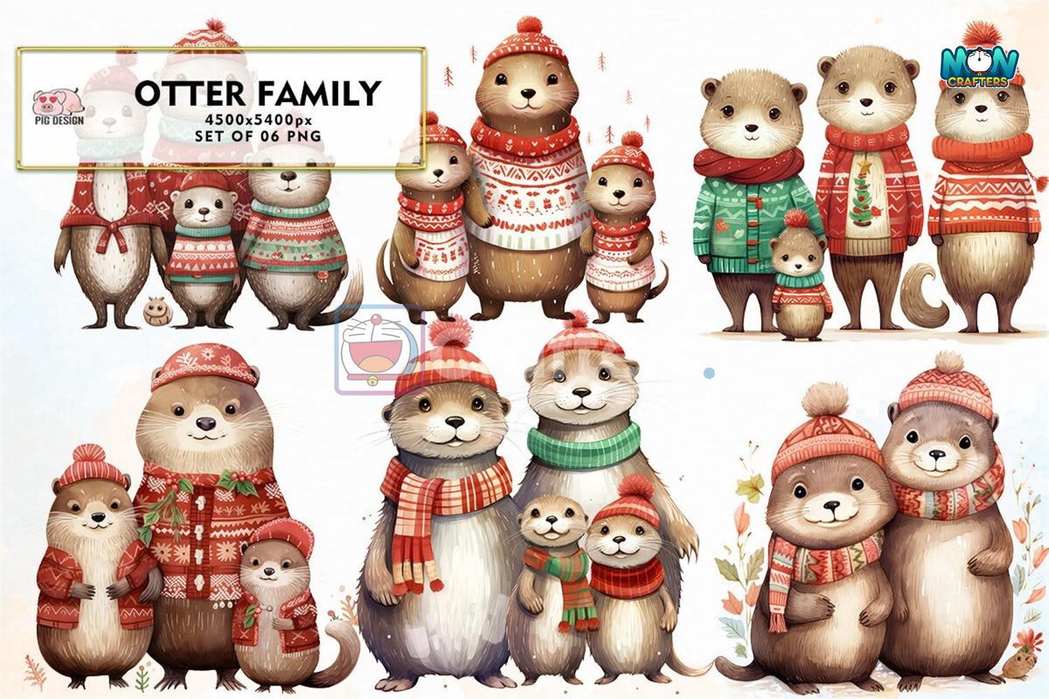 christmas-family-otter-watercolor-png