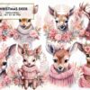 pink-christmas-deer-sublimation-clipart