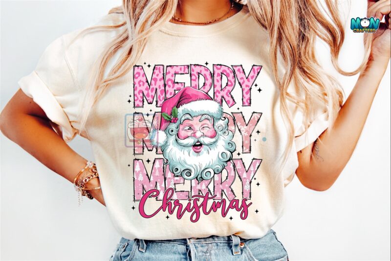 retro-merry-christmas-pink-santa-png